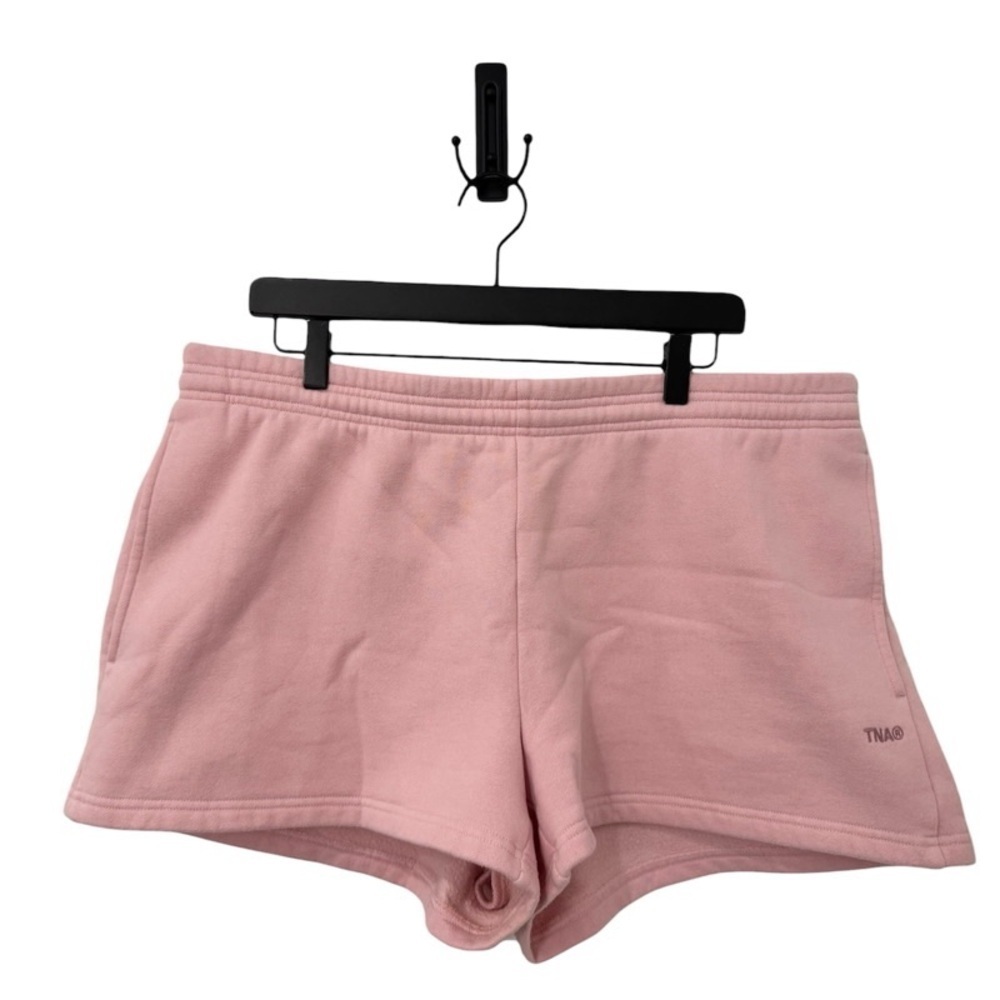 ARITZIA TNA Cozy Fleece Boyfriend Mini Shorts in Light Pink